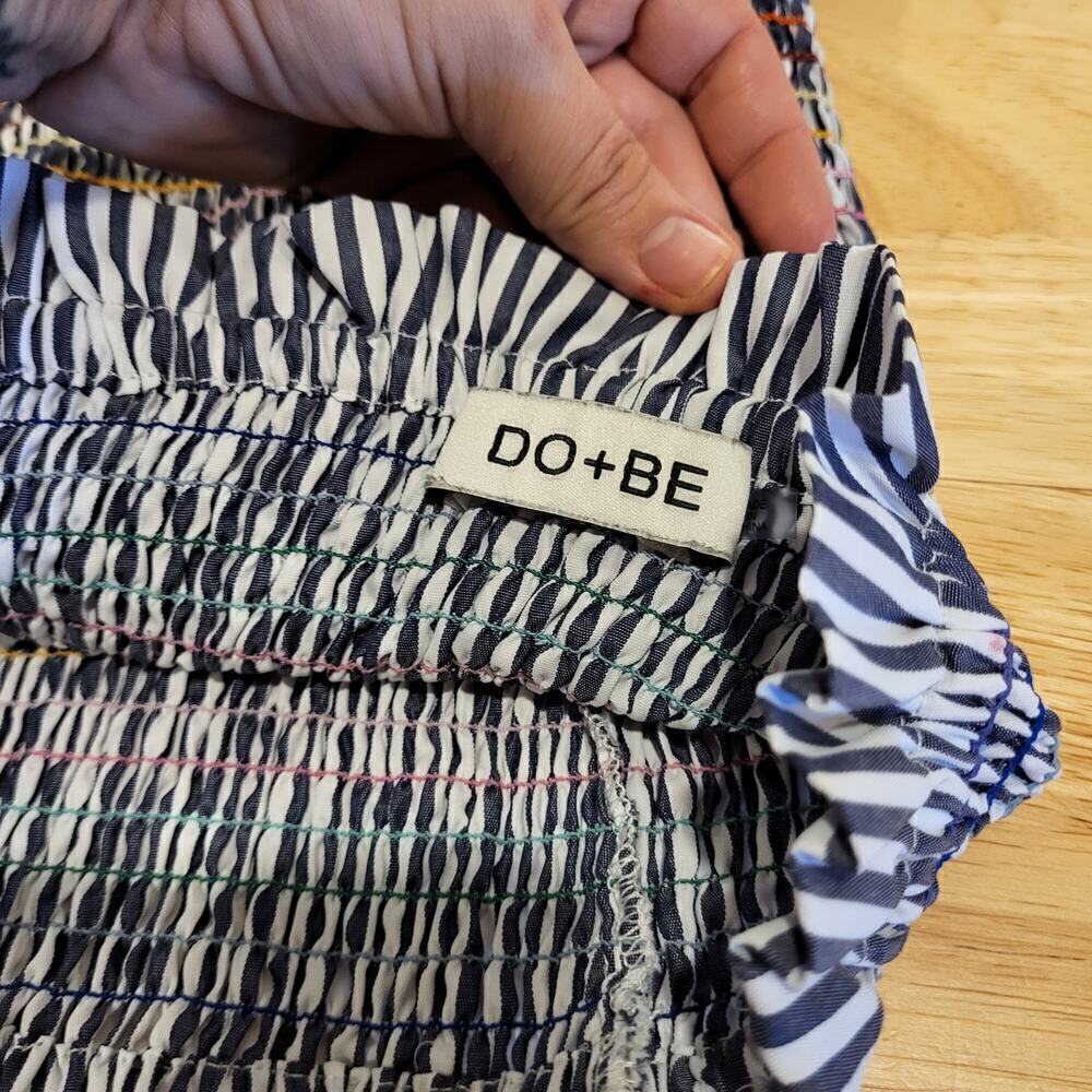 Do+be Sheered Elastic Striped  Tube Top Ruffle Hem Multi-Color - Picture 4 of 5